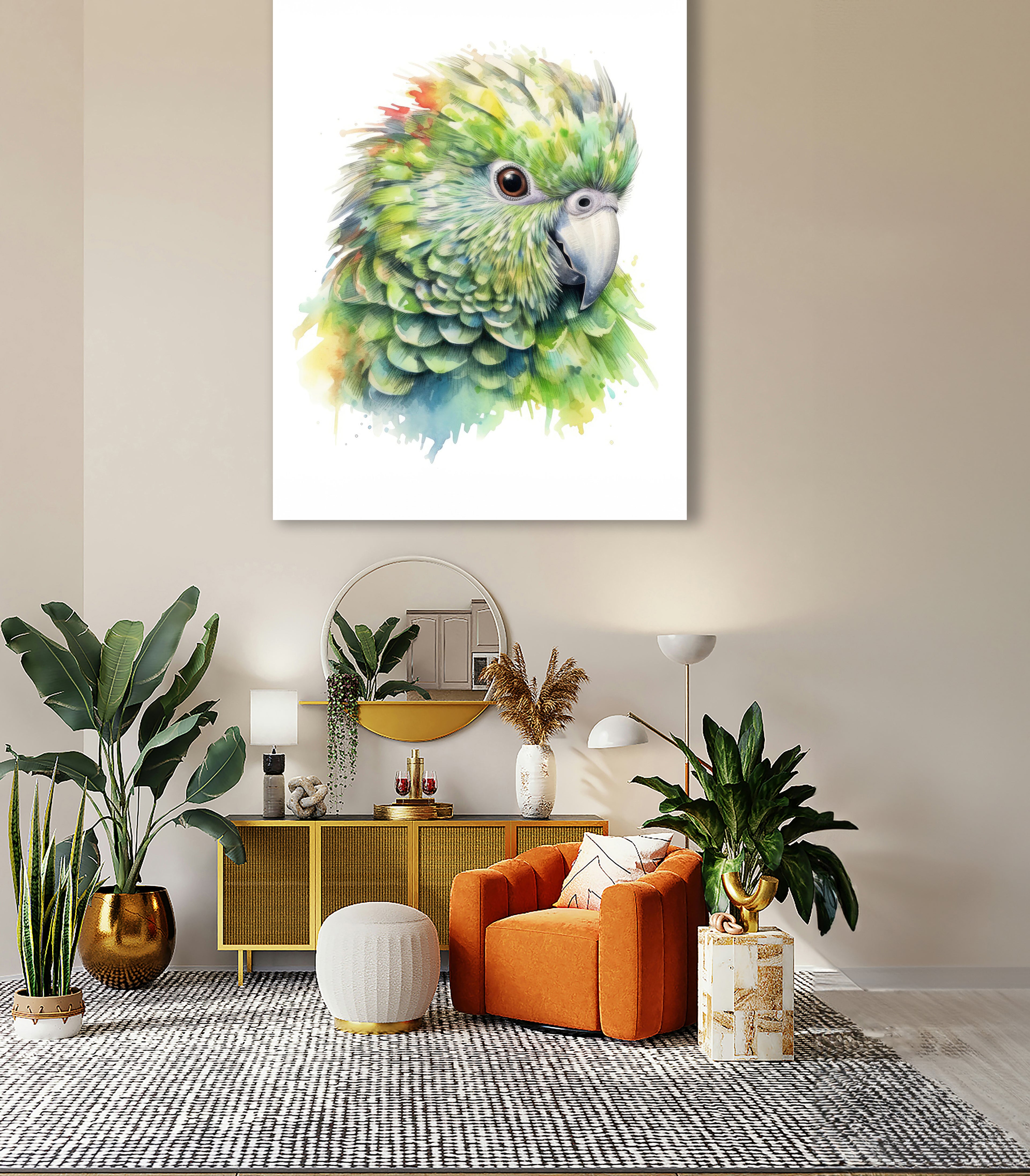 Wandbild Papagei Kakapo 6 Kunstdruck auf Leinwand direkt zum Aufhängen