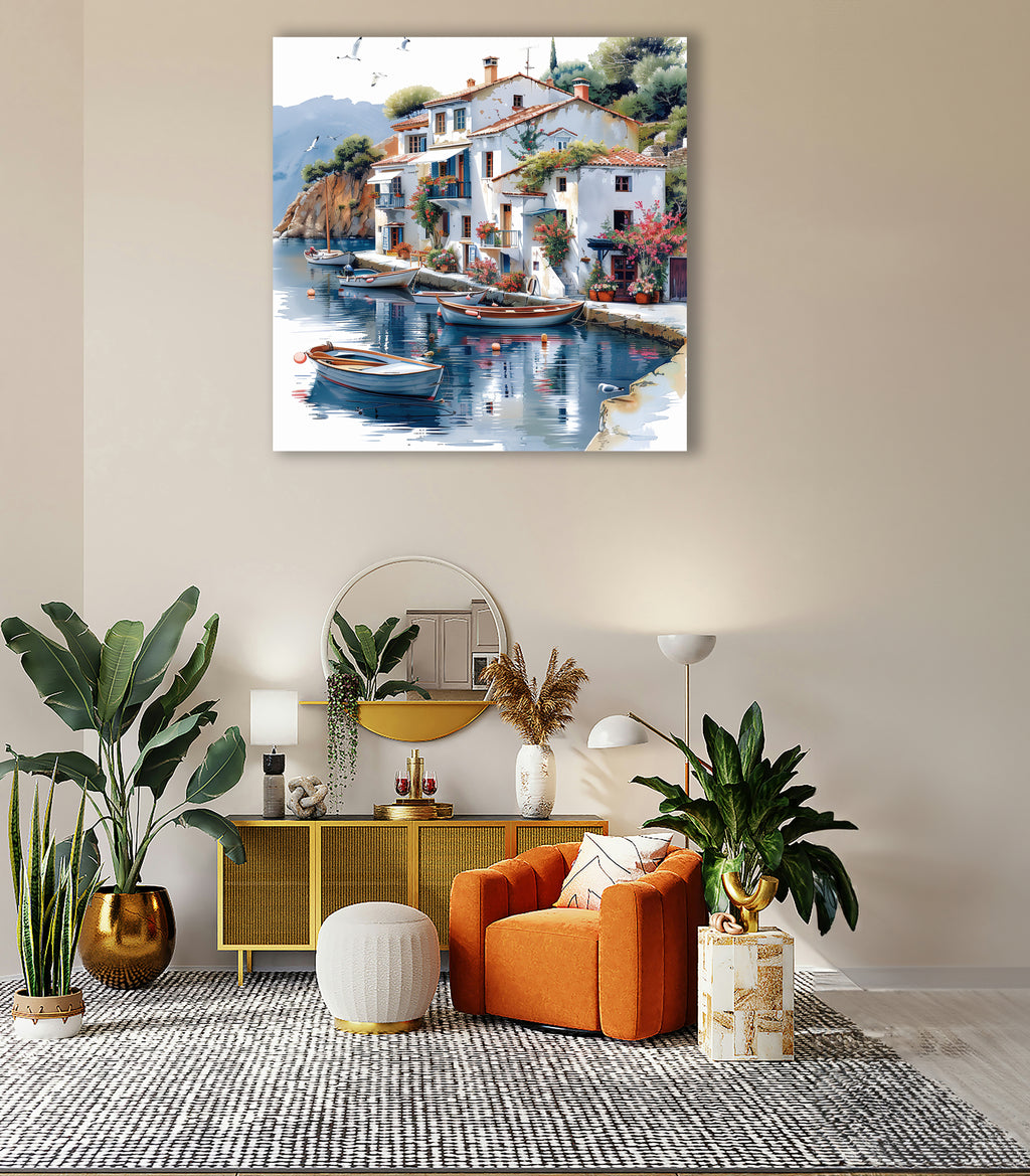 Mediterrane Küste 2  Landschaft Wandbild  Kunstdruck auf Leinwand