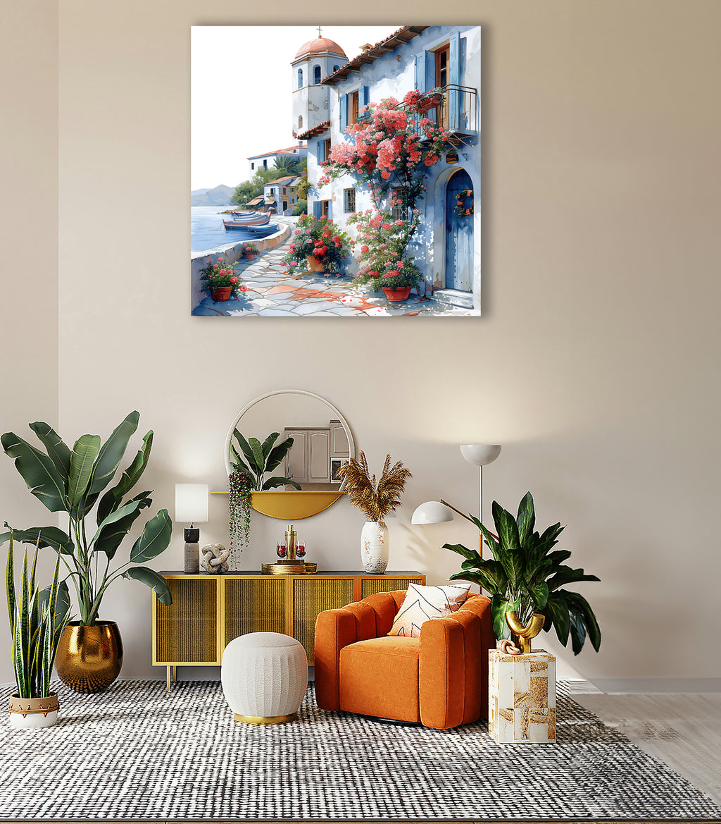 Mediterrane Küste 6 Landschaft Wandbild  Kunstdruck auf Leinwand