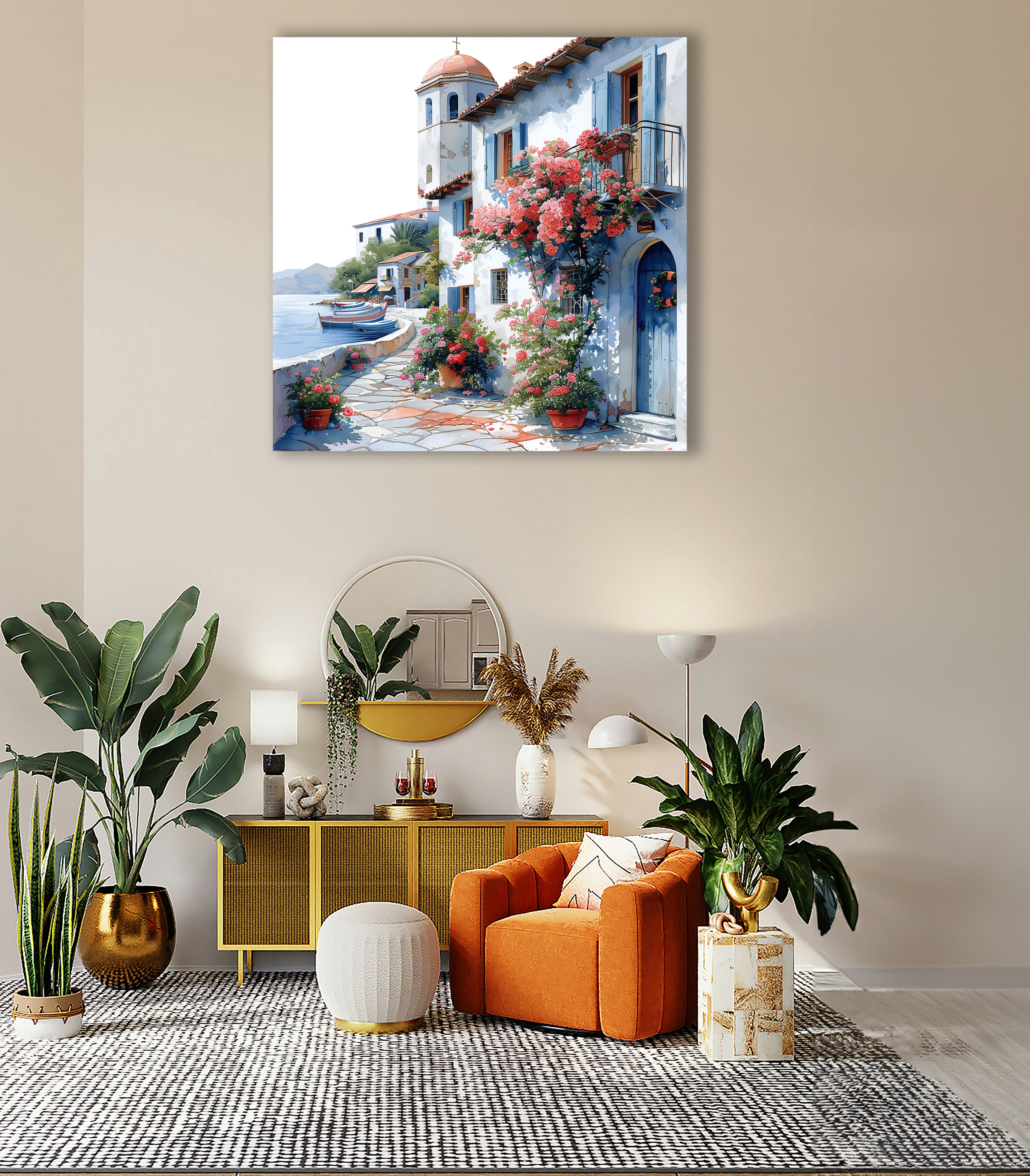 Mediterrane Küste 6 Landschaft Wandbild  Kunstdruck auf Leinwand