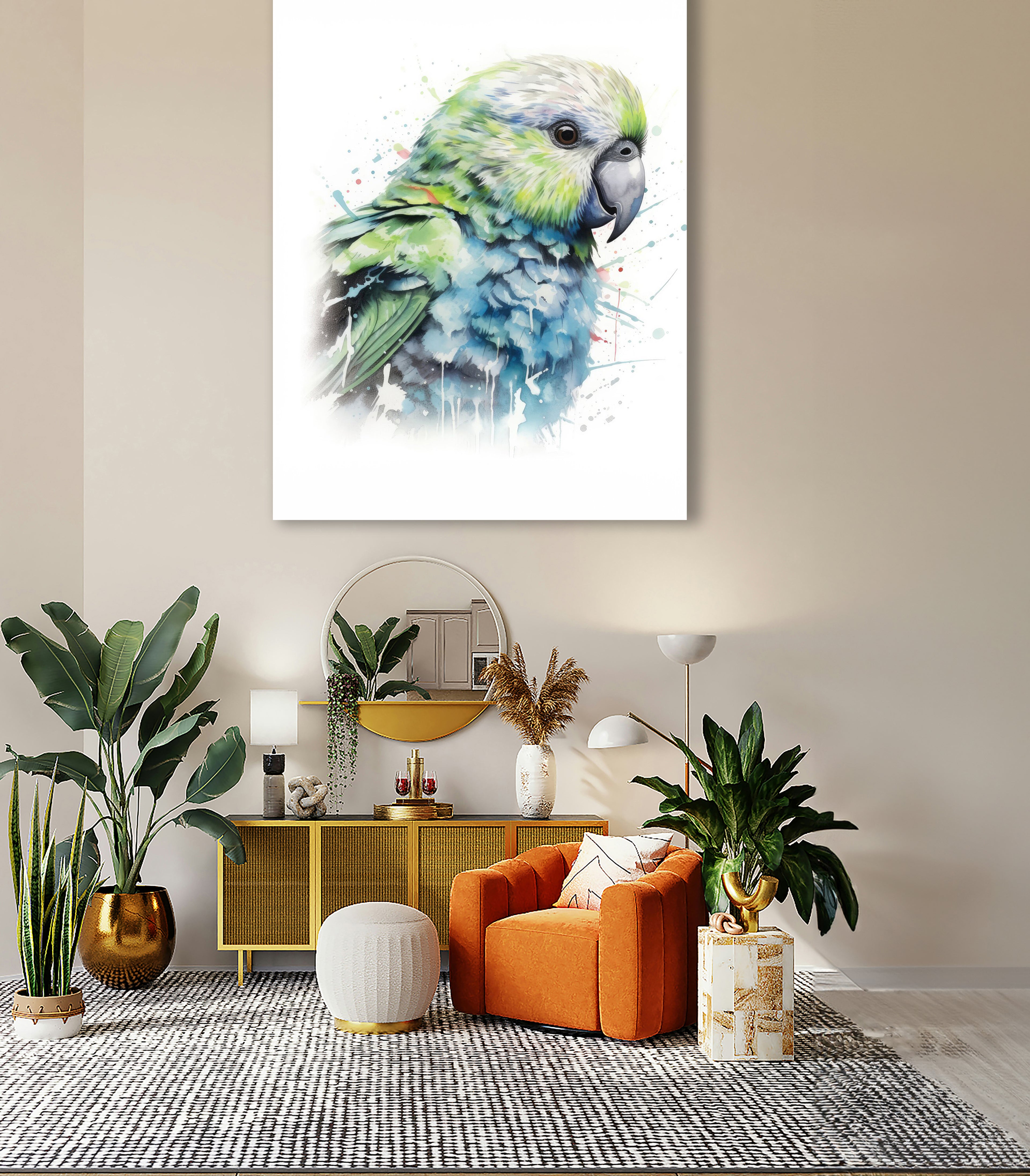 Wandbild Papagei Kakapo 7 Kunstdruck auf Leinwand direkt zum Aufhängen