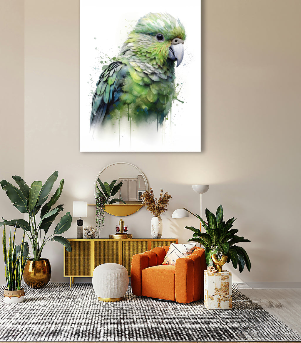 Wandbild Papagei Kakapo 4 Kunstdruck auf Leinwand direkt zum Aufhängen