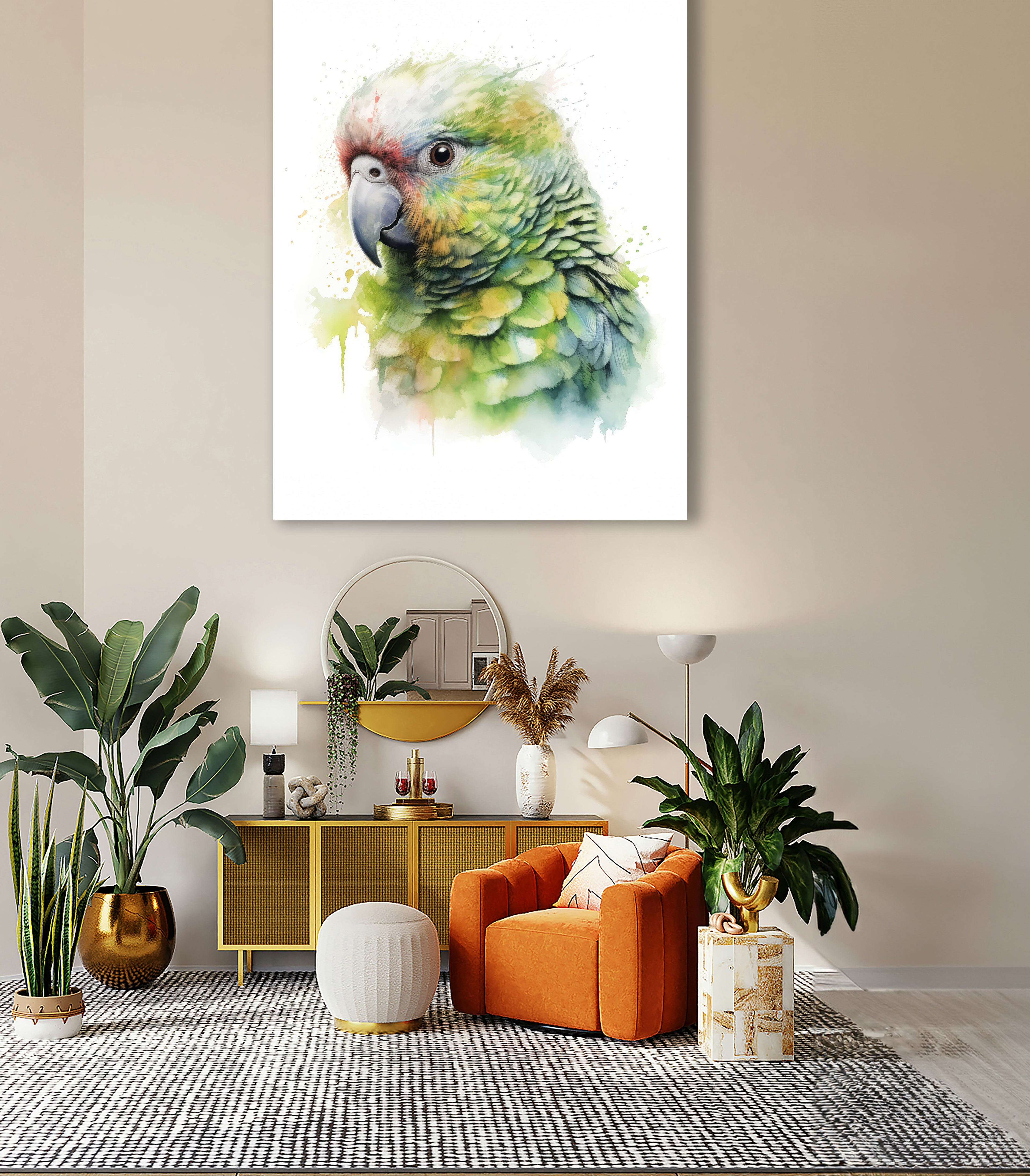 Wandbild Papagei Kakapo 3 Kunstdruck auf Leinwand direkt zum Aufhängen