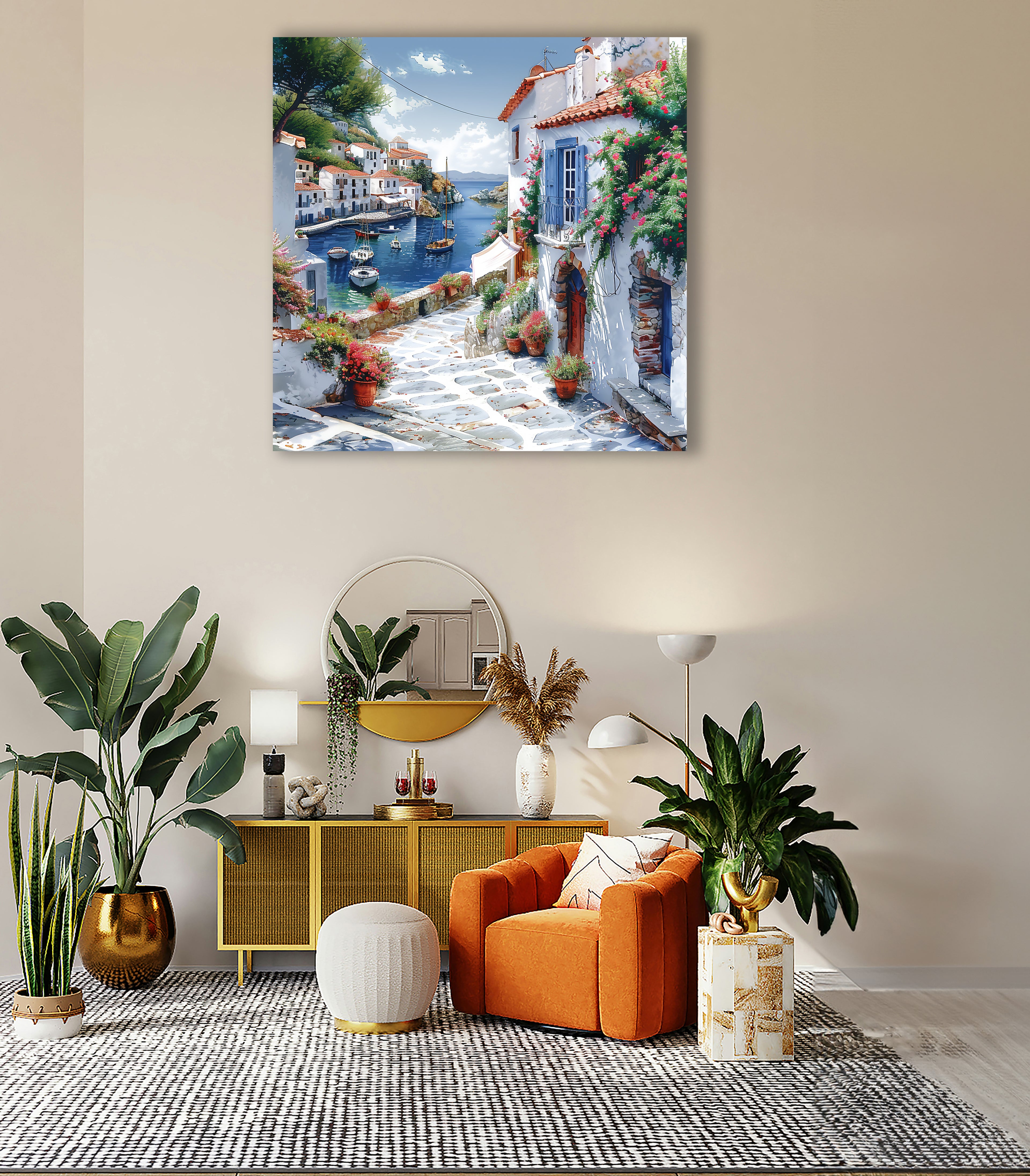 Mediterrane Küste 1  Landschaft Wandbild  Kunstdruck auf Leinwand