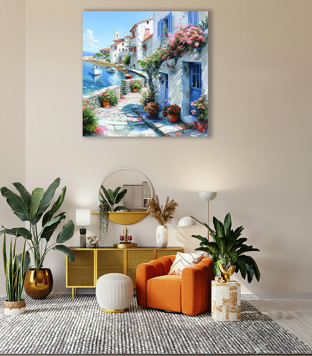 Mediterrane Küste 7 Landschaft Wandbild  Kunstdruck auf Leinwand