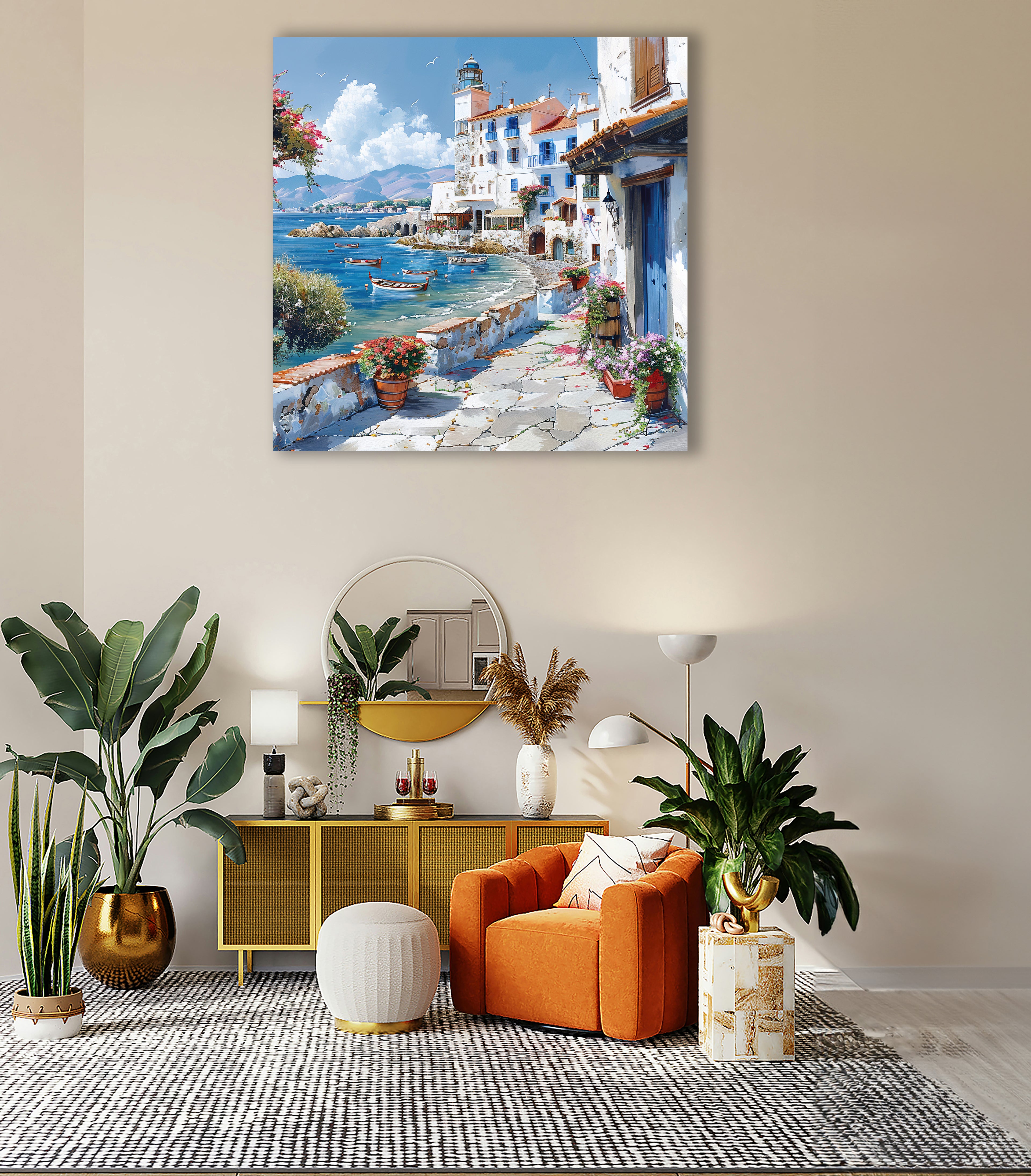 Mediterrane Küste 5 Landschaft Wandbild  Kunstdruck auf Leinwand