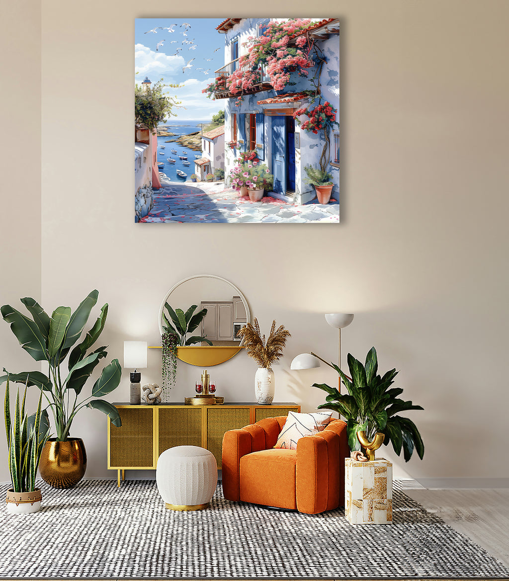 Mediterrane Küste 9 Landschaft Wandbild  Kunstdruck auf Leinwand