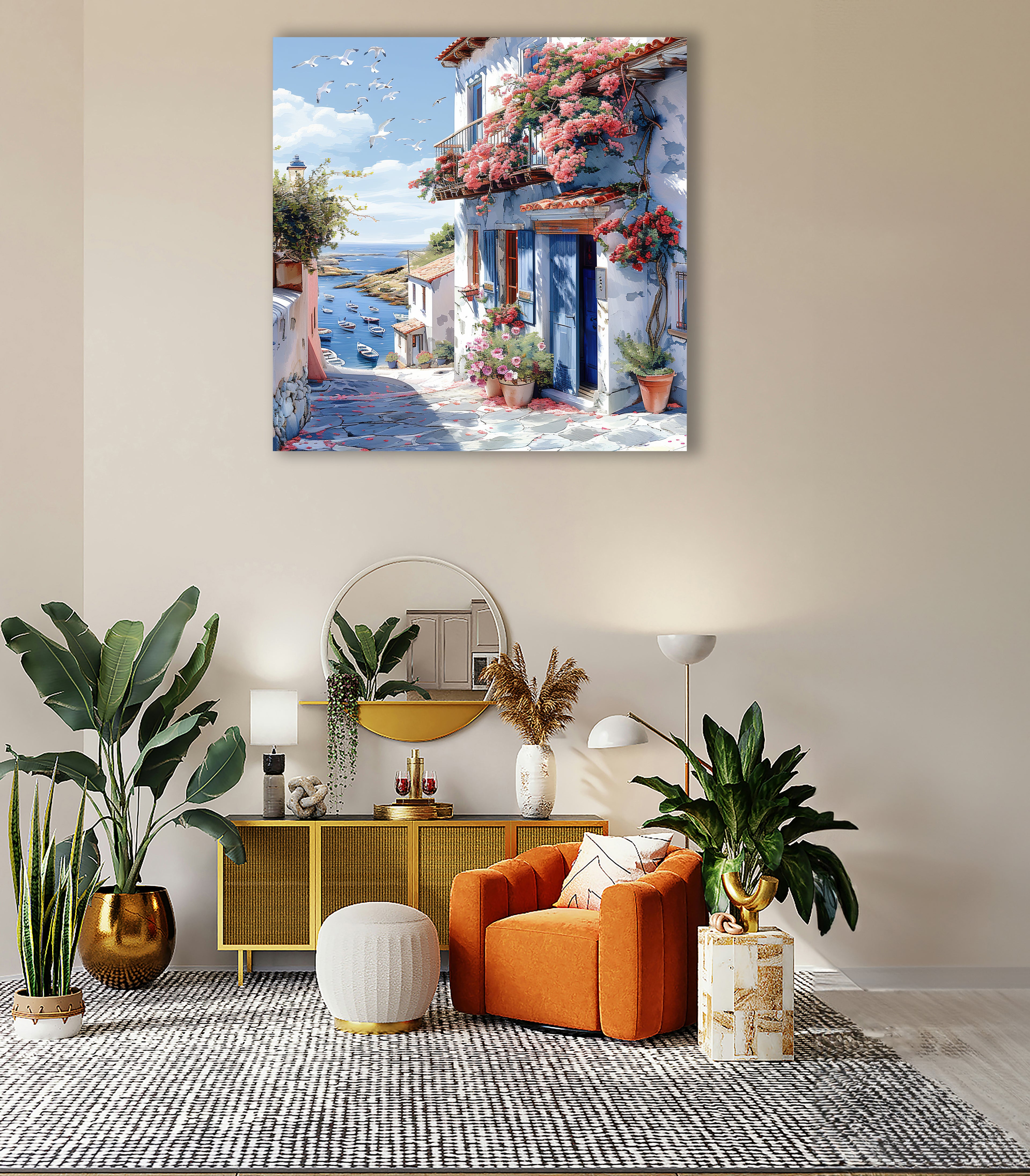 Mediterrane Küste 9 Landschaft Wandbild  Kunstdruck auf Leinwand