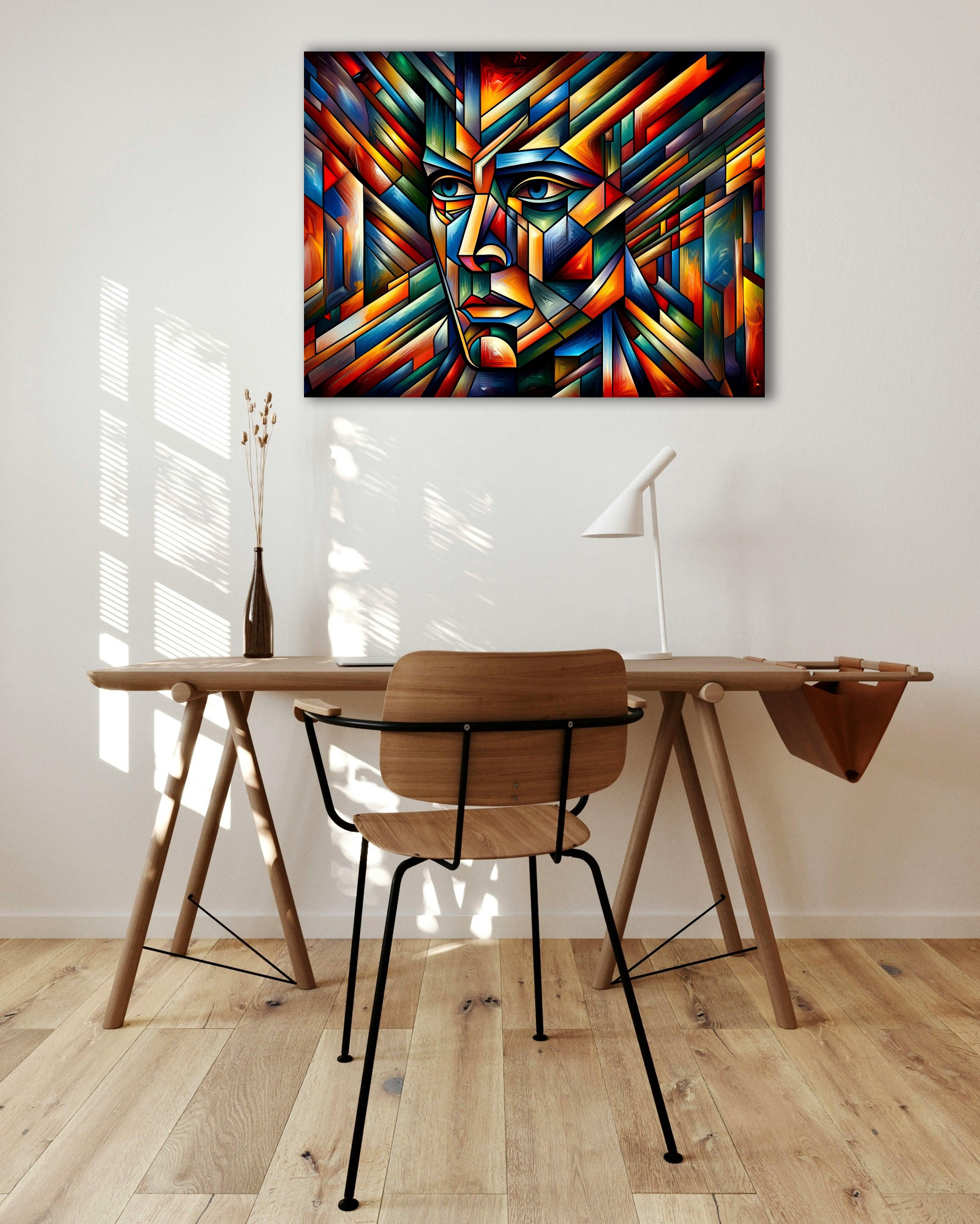 Wandbild Kubistisches Männerportrait Picasso Style Kunstdruck auf Leinwand