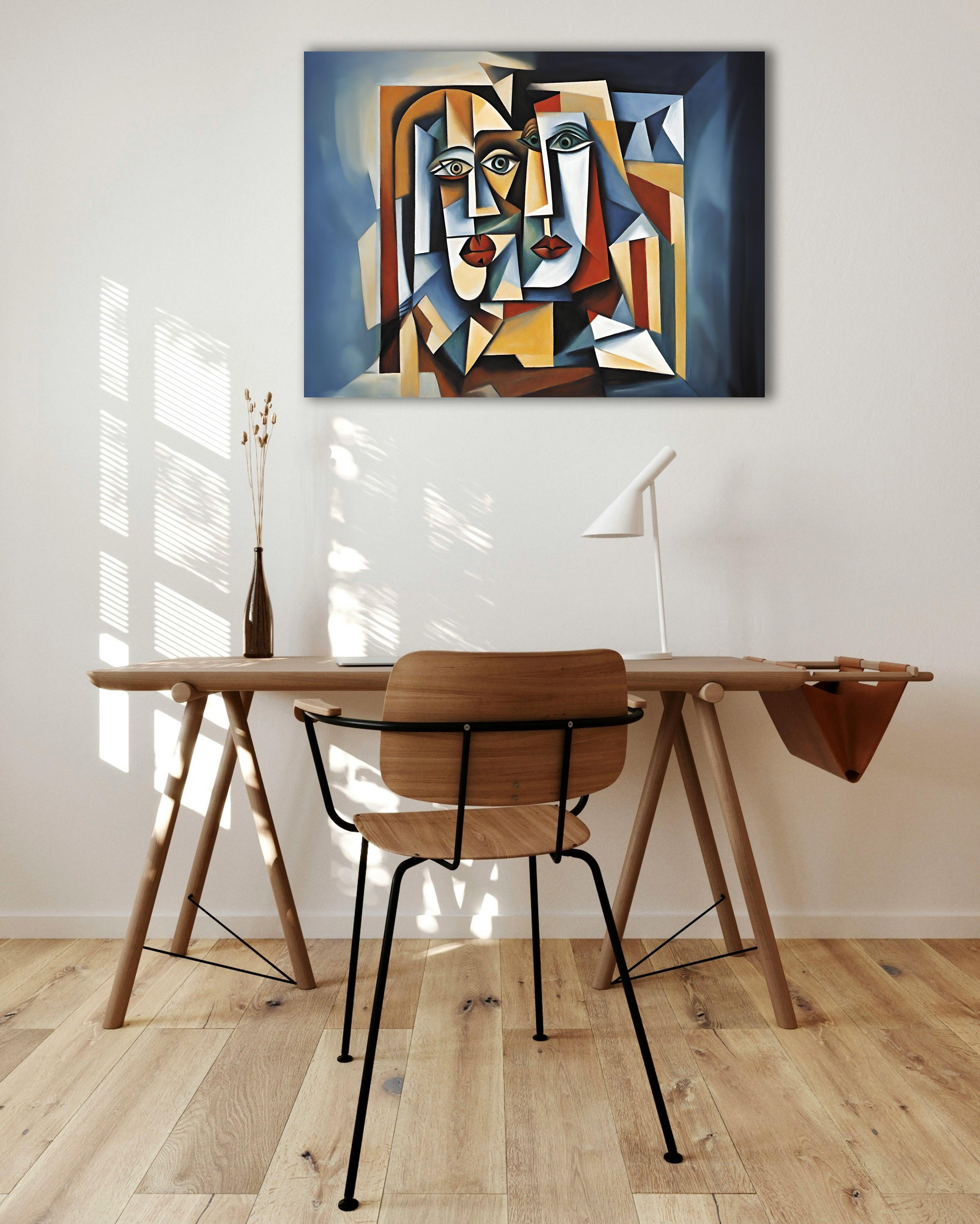 Wandbild Kubistisches Doppelportrait Picasso Style Kunstdruck auf Leinwand