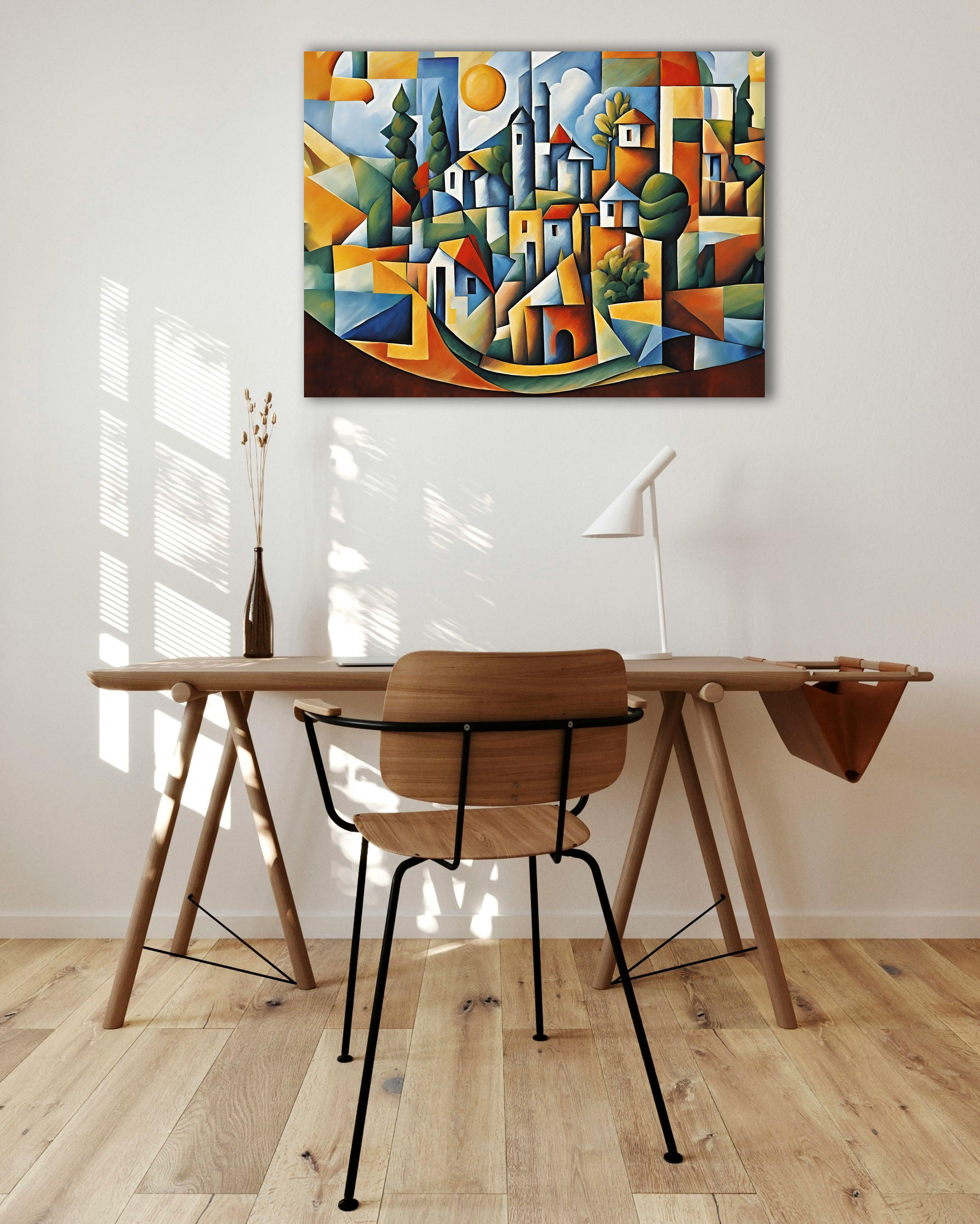 Wandbild Mediterranes Dorf Picasso Style Kunstdruck auf Leinwand