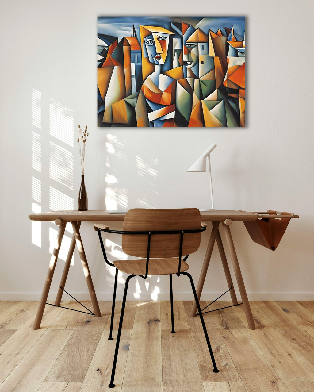 Wandbild Kubistische Frau mit Figuren Picasso Style Kunstdruck auf Leinwand