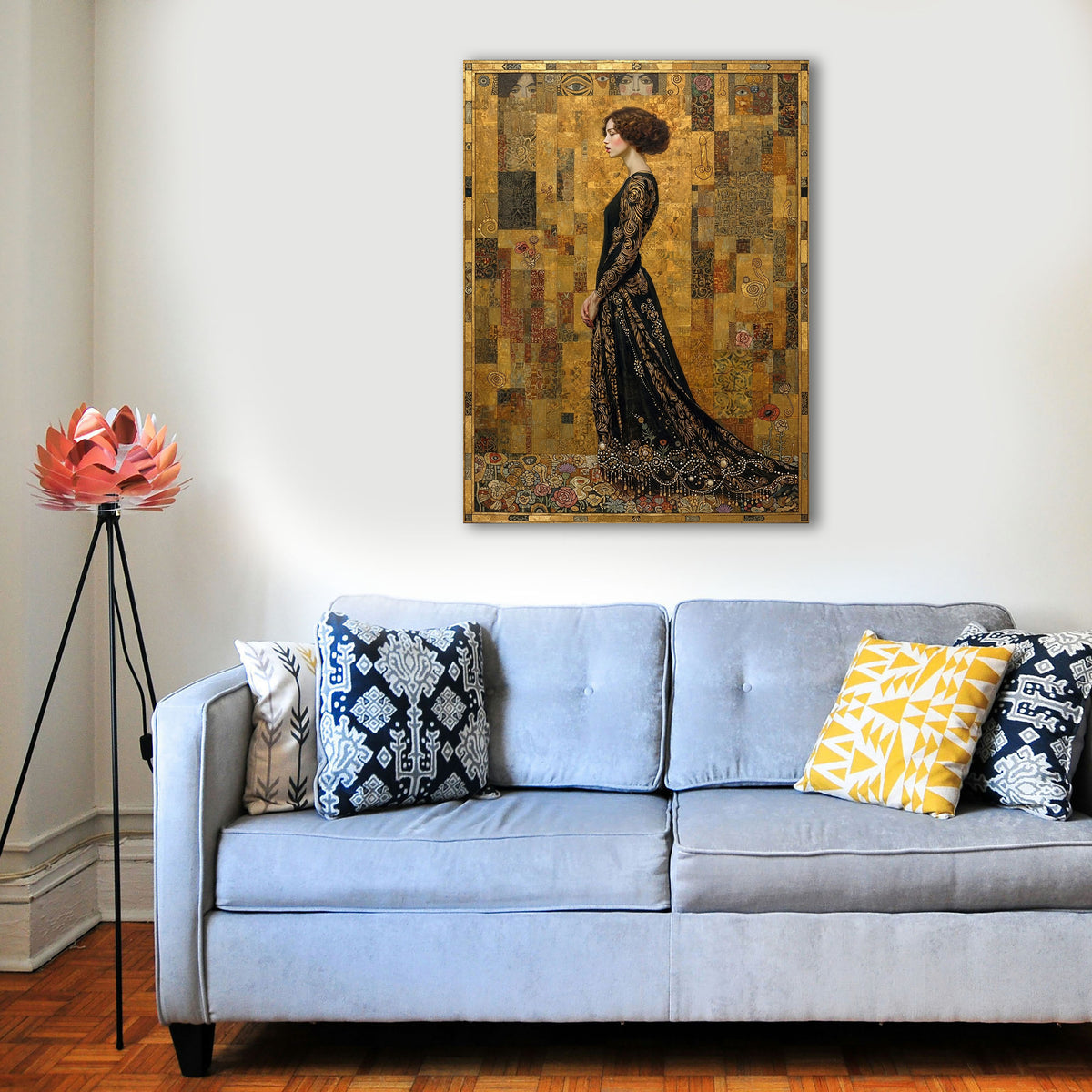Wandbild Klimt Stil Goldene Frau 5 Kunstdruck auf Leinwand