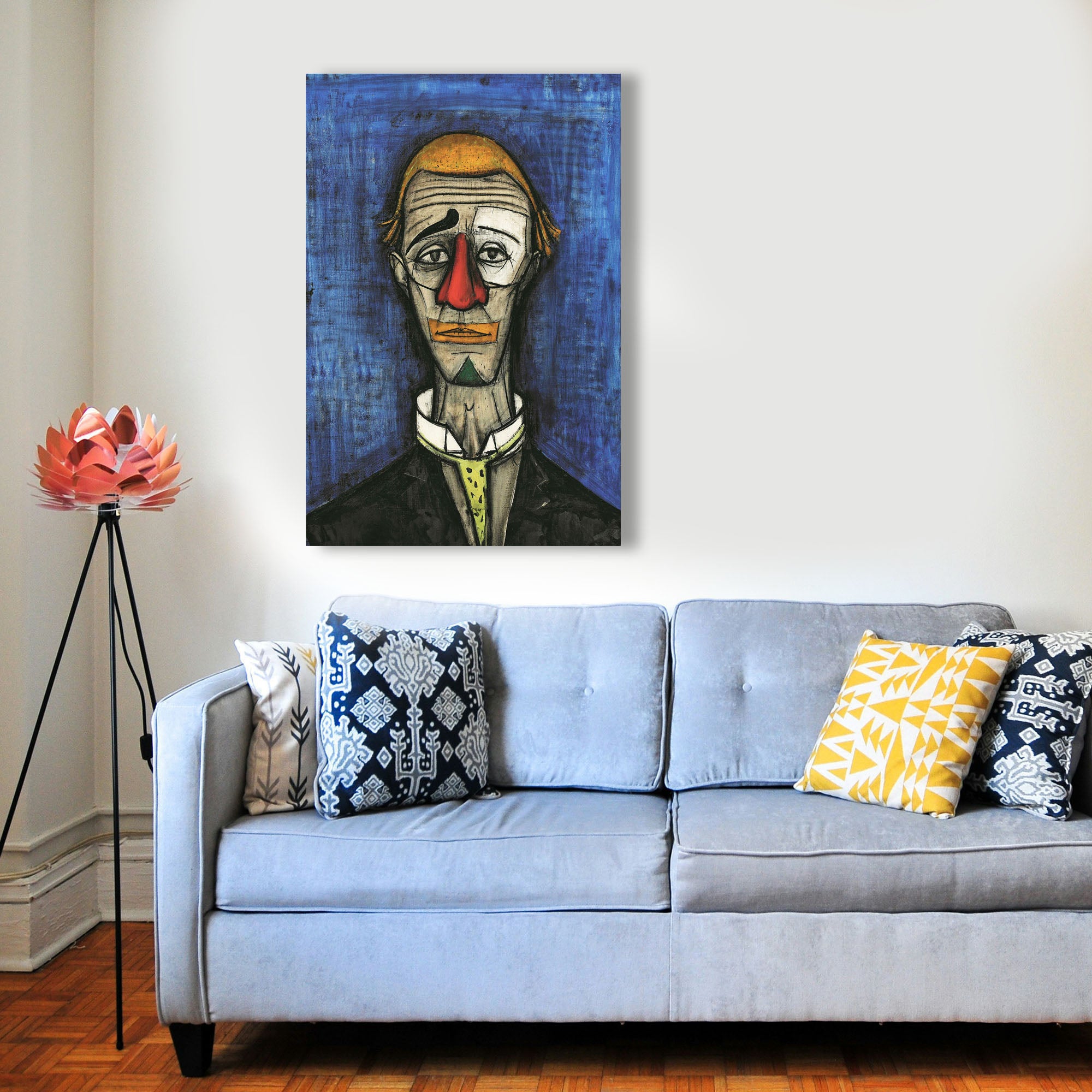 Wandbild Bernard Buffet Clown triste Kunstdruck auf Leinwand