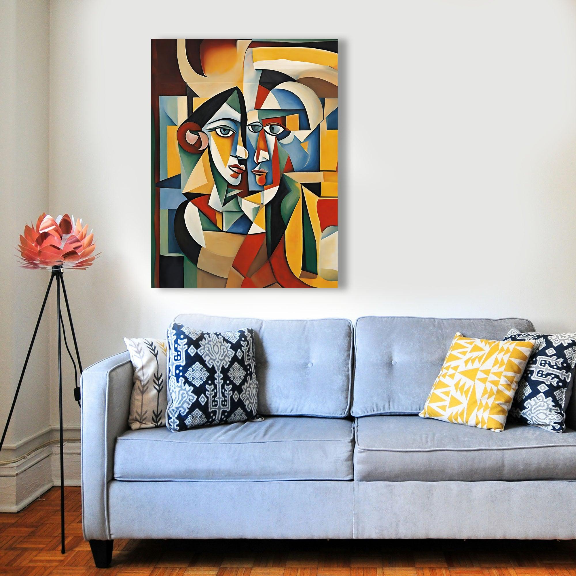 Wandbild Kubistisches Paar Picasso Style Kunstdruck auf Leinwand