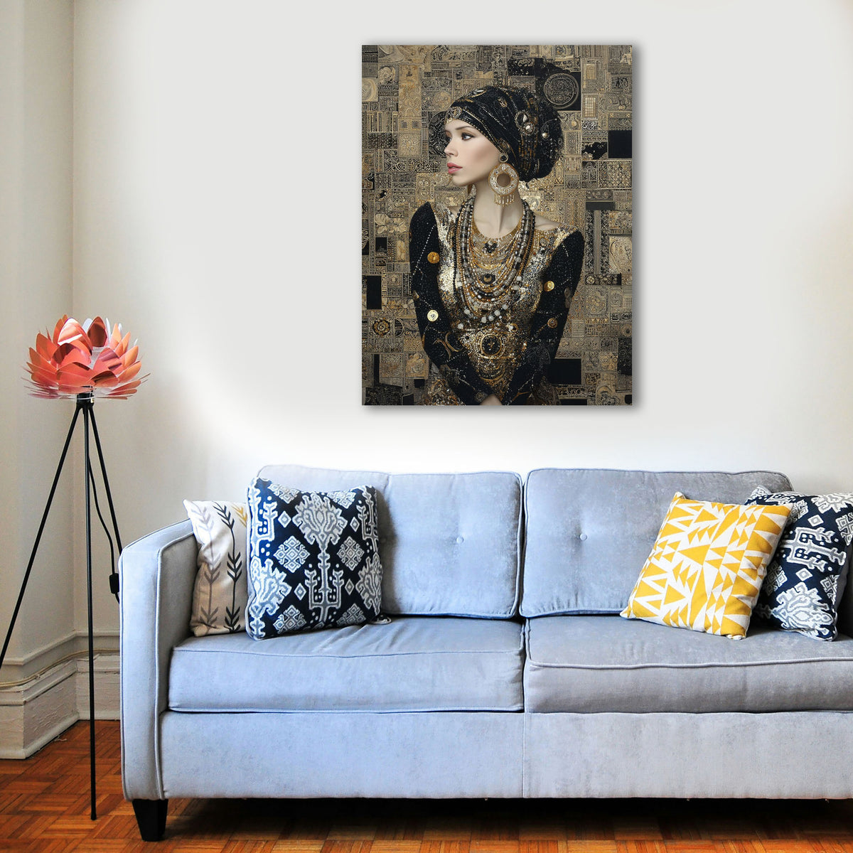 Wandbild Klimt Stil Goldene Frau 11 Kunstdruck auf Leinwand