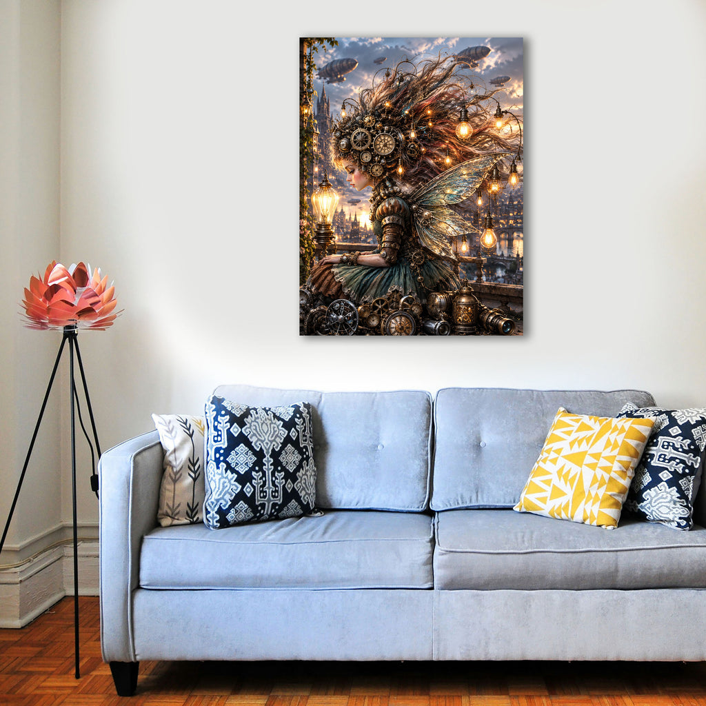 Steampunk Uhrmacherfee – Magisches Wandbild fürs Mädchenzimmer