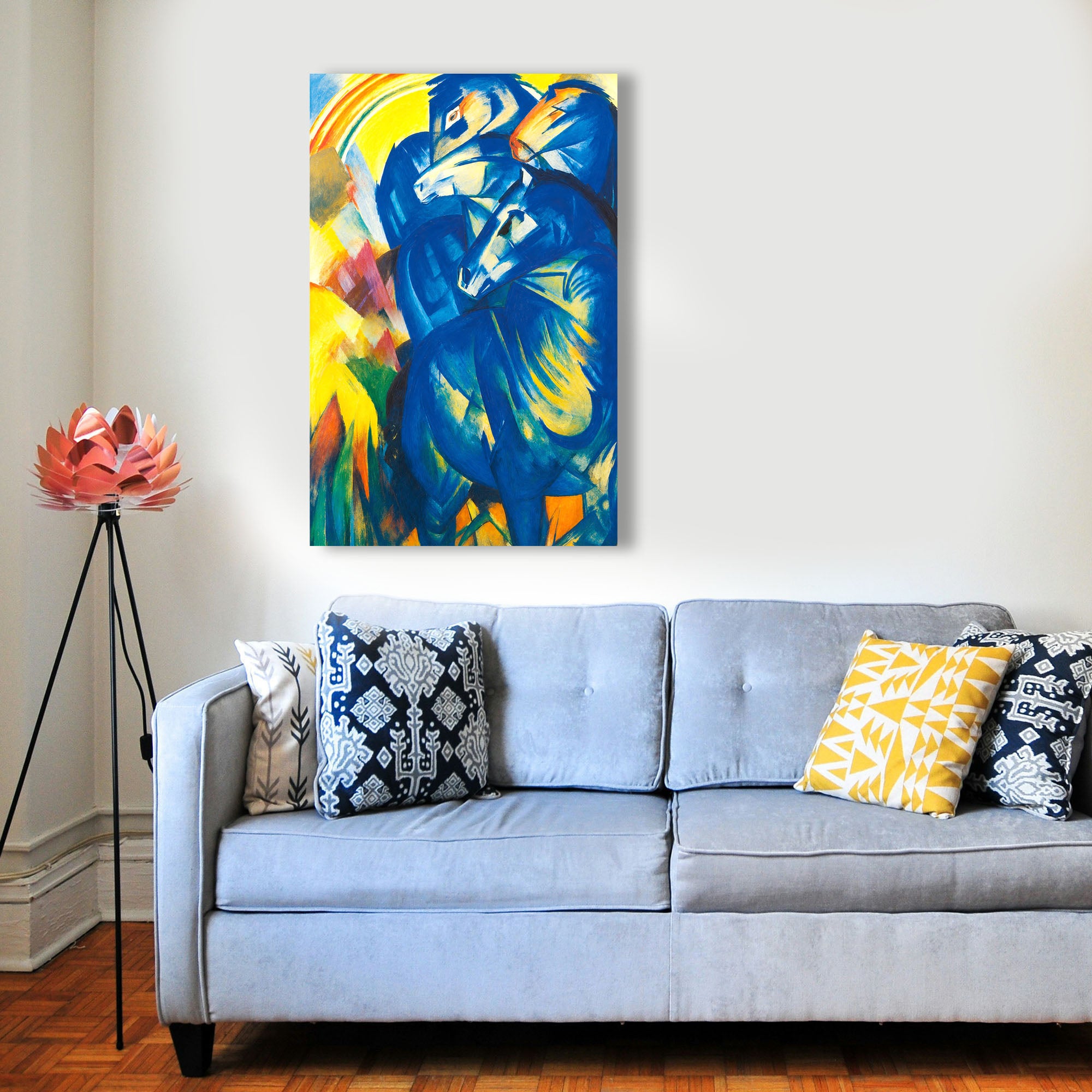 Wandbild Franz Marc Turm der blauen Pferde Nr. 3 Kunstdruck auf Leinwand