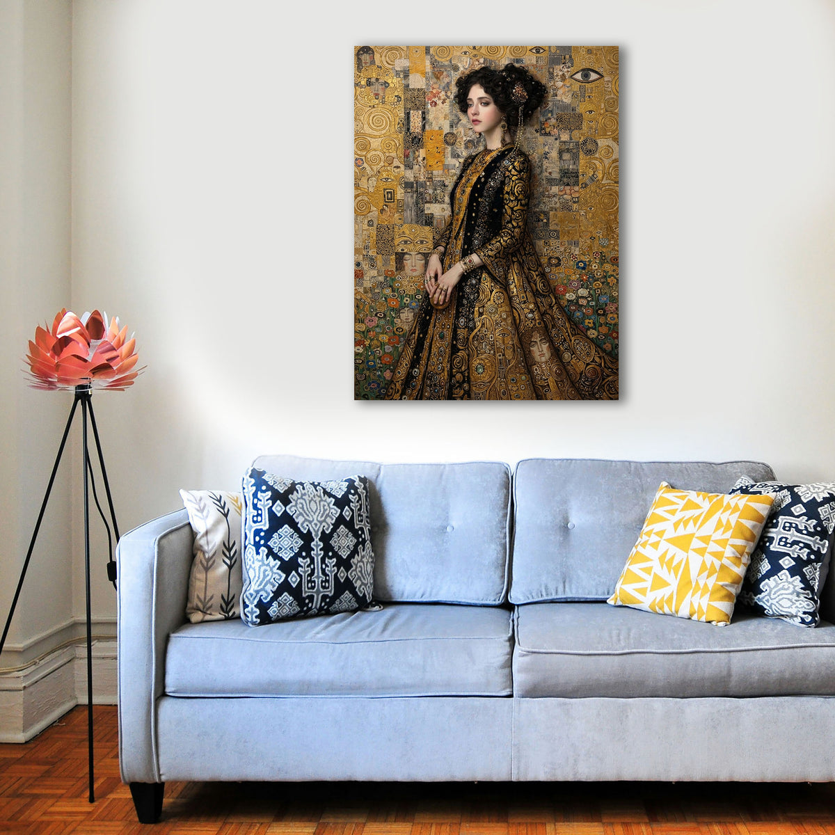 Wandbild Klimt Stil Goldene Frau 6 Kunstdruck auf Leinwand