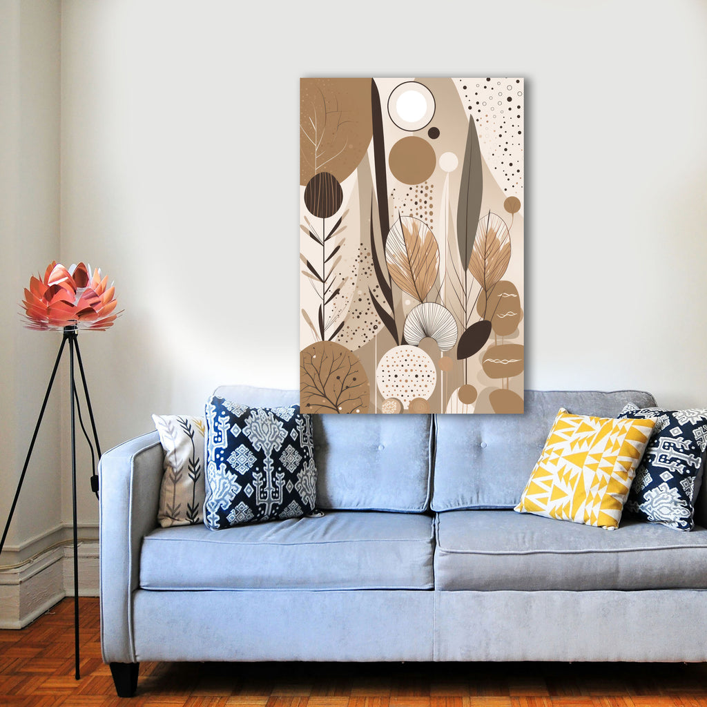 Wandbild Boho Art Abstrakt Beige Braun Kunstdruck auf Leinwand
