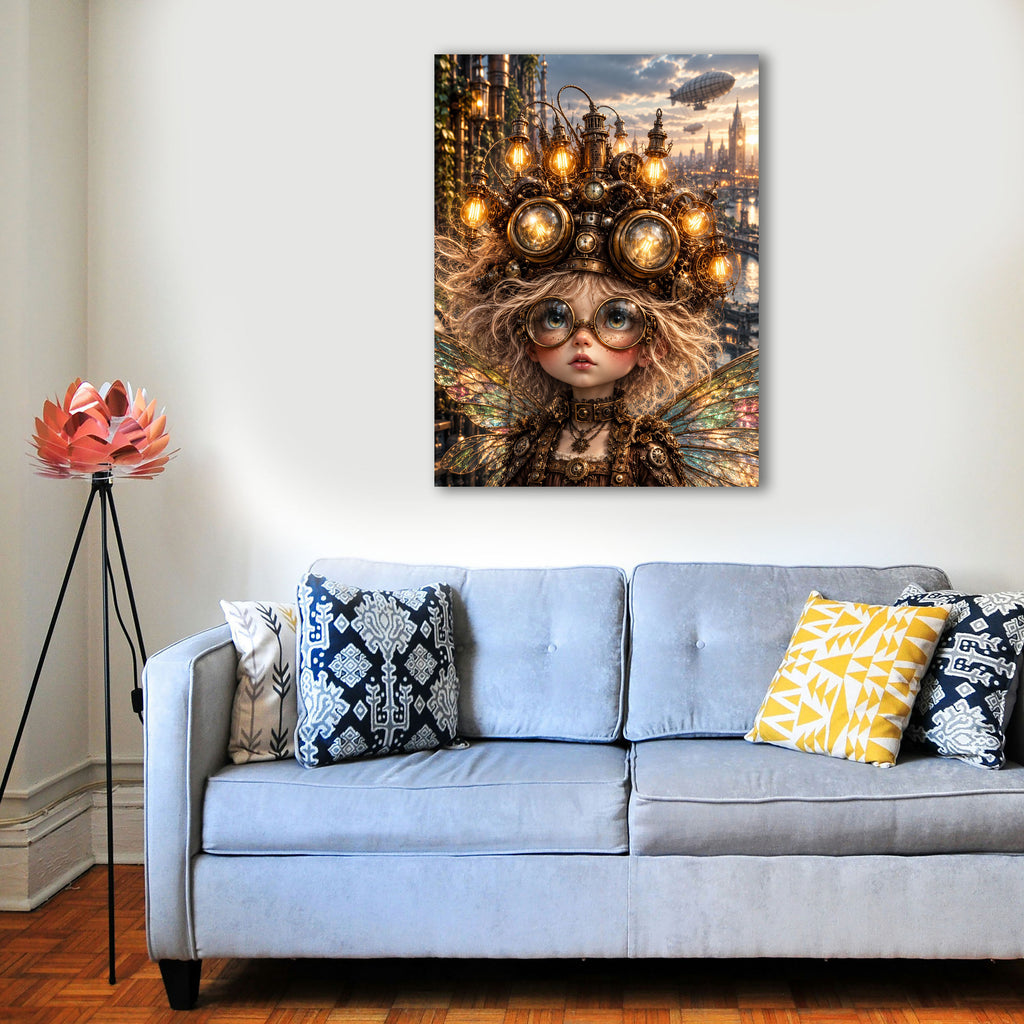 Steampunk Lichtfee – Magisches Wandbild fürs Mädchenzimmer