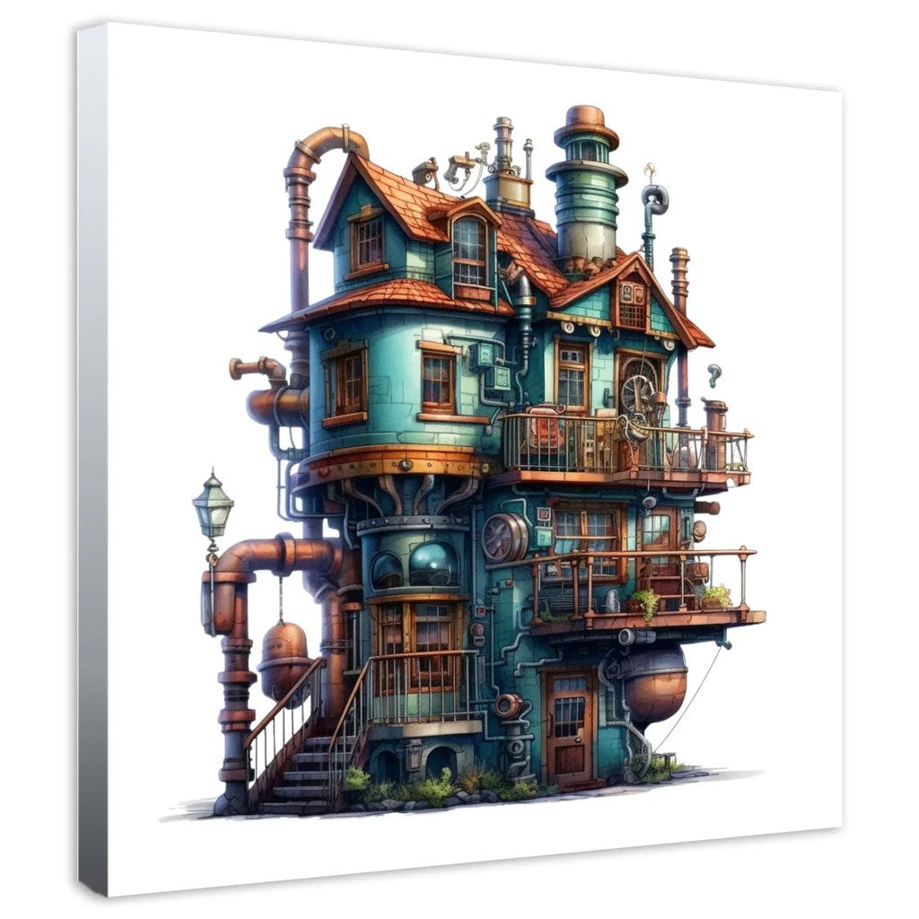 Wandbild Wohnhaus surreal Kunstdruck auf Leinwand direkt zum Aufhängen | Wandbild Galerie