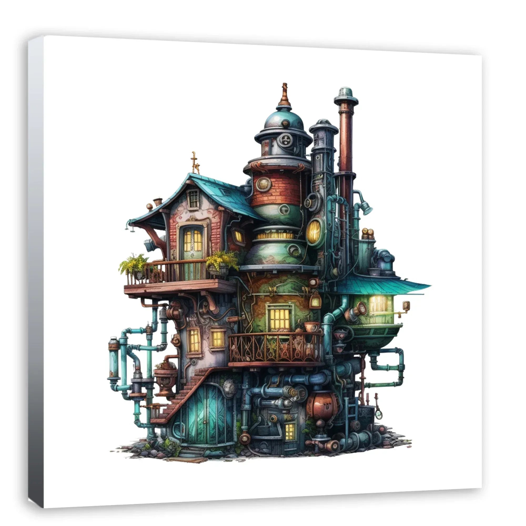 Wandbild Wohnhaus surreal Kunstdruck auf Leinwand direkt zum Aufhängen | Wandbild Galerie