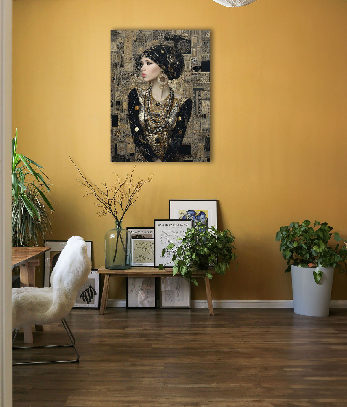 Wandbild Klimt Stil Goldene Frau 11 Kunstdruck auf Leinwand