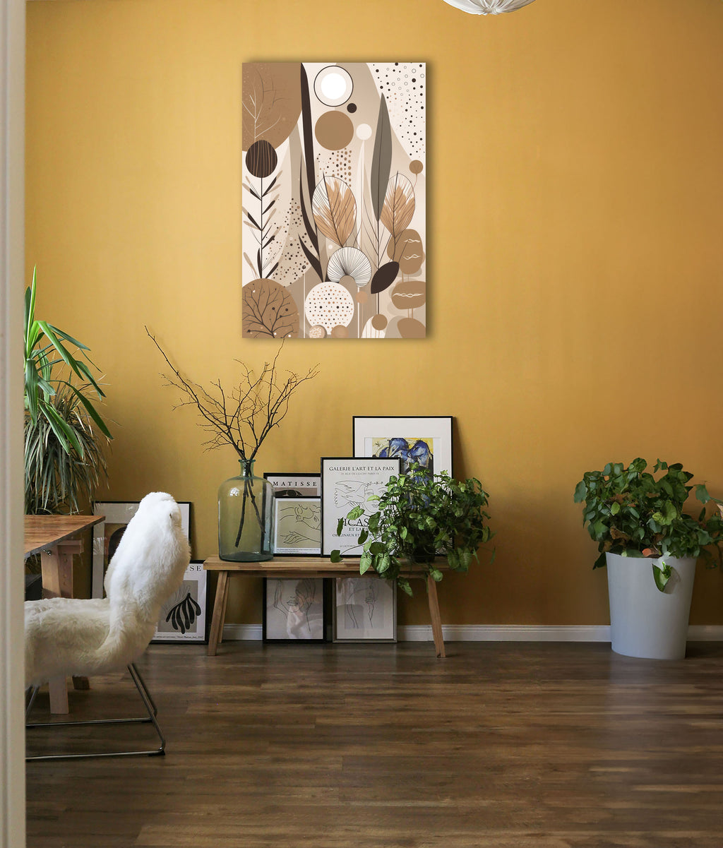 Wandbild Boho Art Abstrakt Beige Braun Kunstdruck auf Leinwand