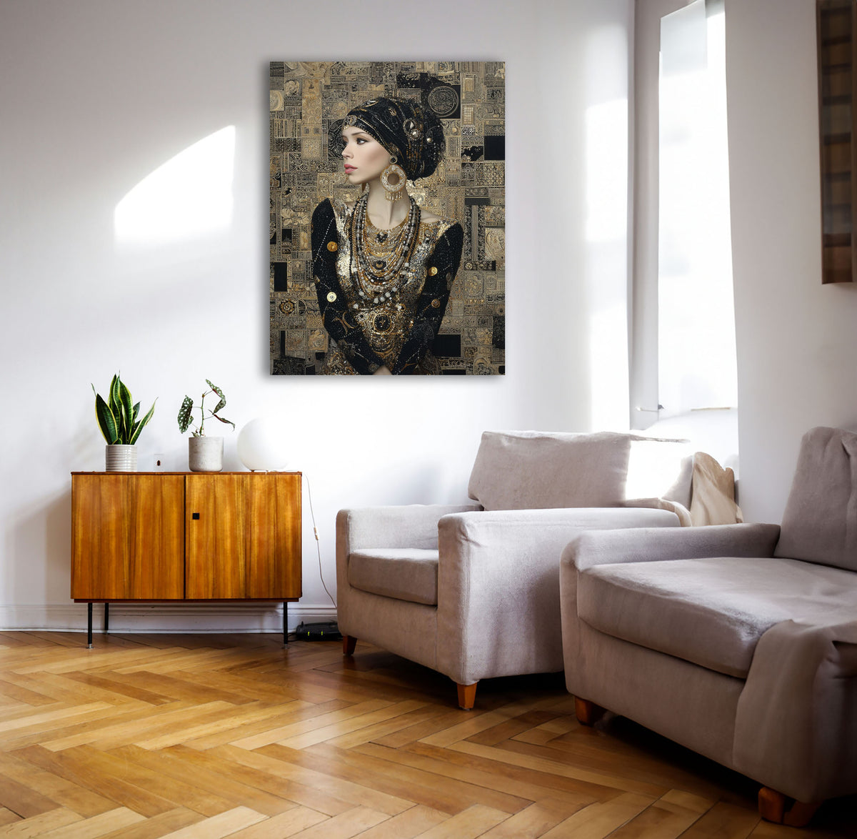 Wandbild Klimt Stil Goldene Frau 11 Kunstdruck auf Leinwand