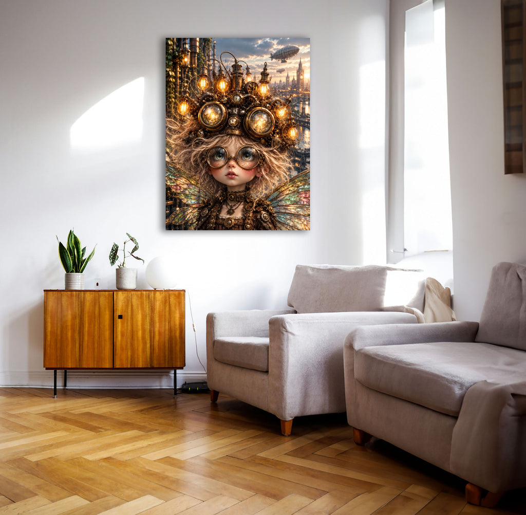 Steampunk Lichtfee – Magisches Wandbild fürs Mädchenzimmer