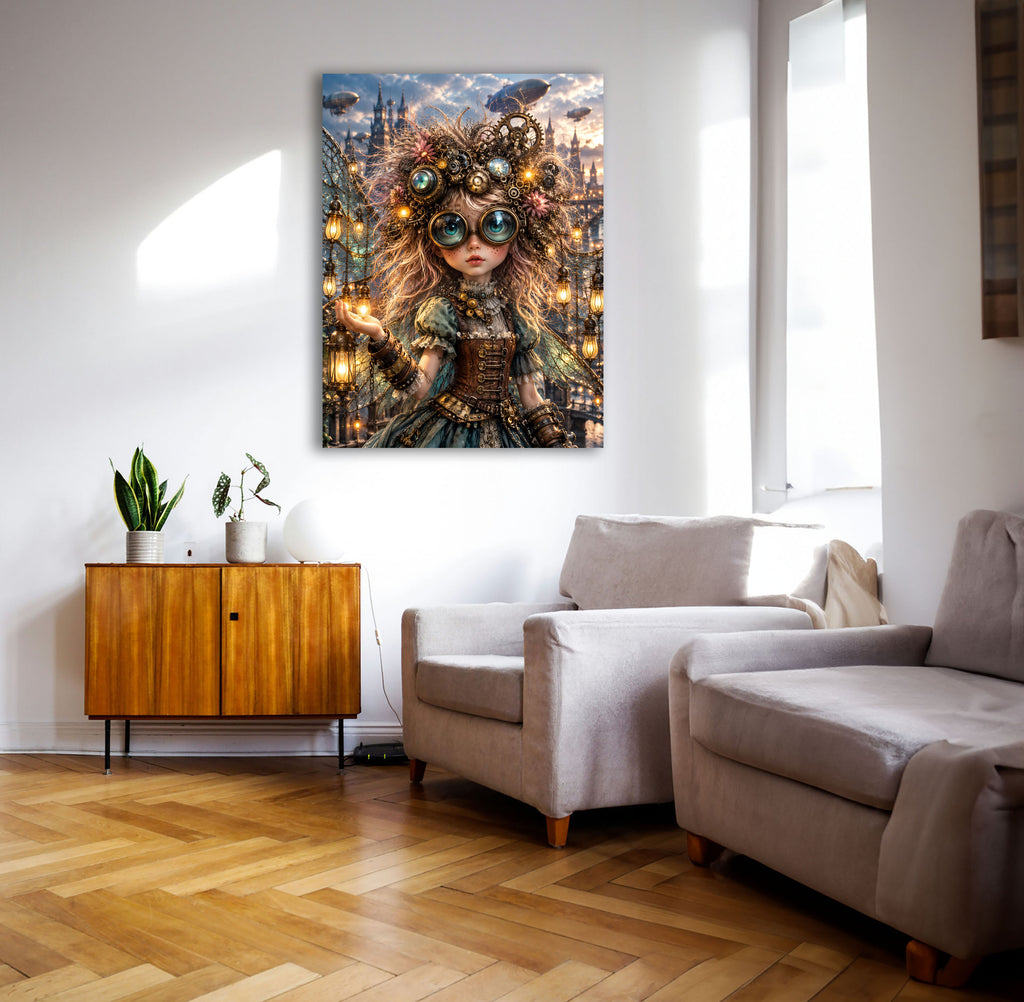 Steampunk Laternenfee – Magisches Wandbild fürs Kinderzimmer
