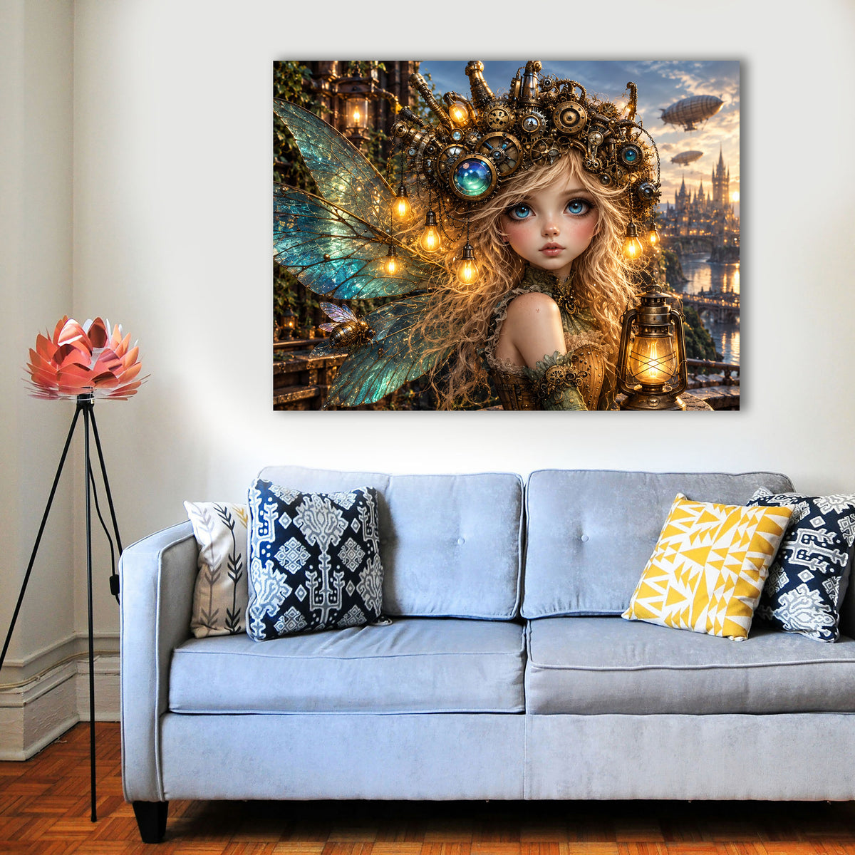 Steampunk Elfenprinzessin – Fantasie Wandbild fürs Mädchenzimmer