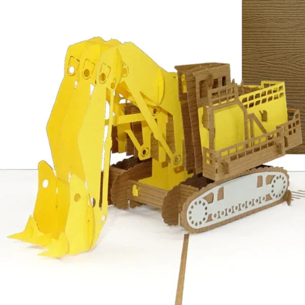 Pop Up Karte "Bagger“ 3D Glückwunschkarte, Geburtstagkarte & Geschenkgutschein | Wandbild Galerie