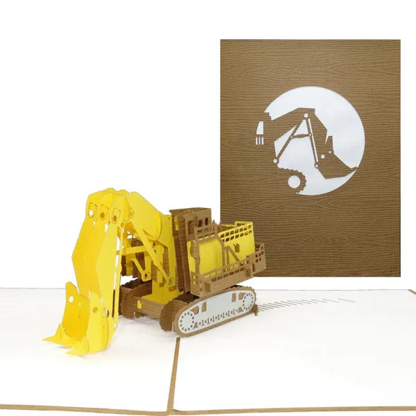 Pop Up Karte "Bagger“ 3D Glückwunschkarte, Geburtstagkarte & Geschenkgutschein | Wandbild Galerie
