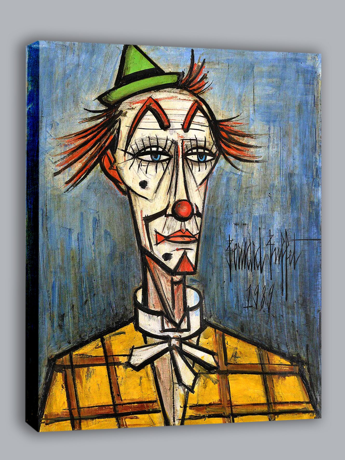 Wandbild Bernard Buffet Clown au chapeau vert Kunstdruck auf Leinwand