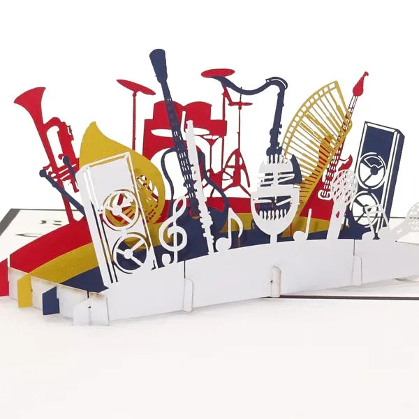 Pop Up Karte "Orchester Instrumente" 3D Geburtstagskarte, Einladung & Gutschein | Wandbild Galerie