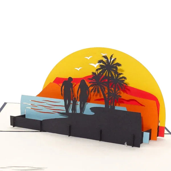 Pop Up Karte "Familienurlaub" - Einladung & Geschenkgutschein Urlaub Reisekasse | Wandbild Galerie