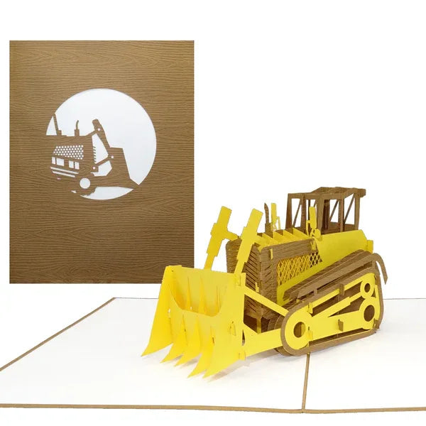 Pop Up Karte "Planierraupe - Bulldozer“ 3D Geburtstagkarte & Geschenkgutschein | Wandbild Galerie
