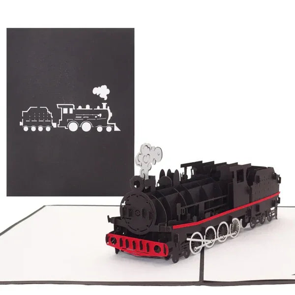Pop Up Karte "Dampflok" Geburtstagskarte Eisenbahn - Einladung & Gutschein | Wandbild Galerie
