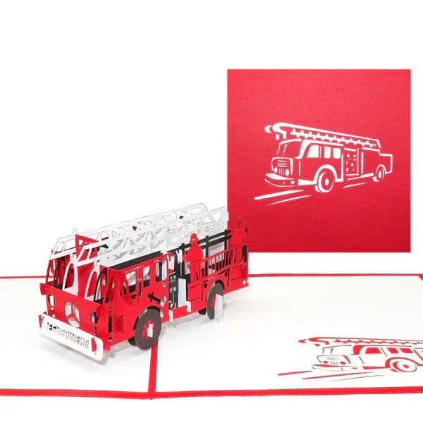 Pop Up Karte "Feuerwehr" 3D Geburtstagskarte, Karte zur Einschulung & Gutschein | Wandbild Galerie