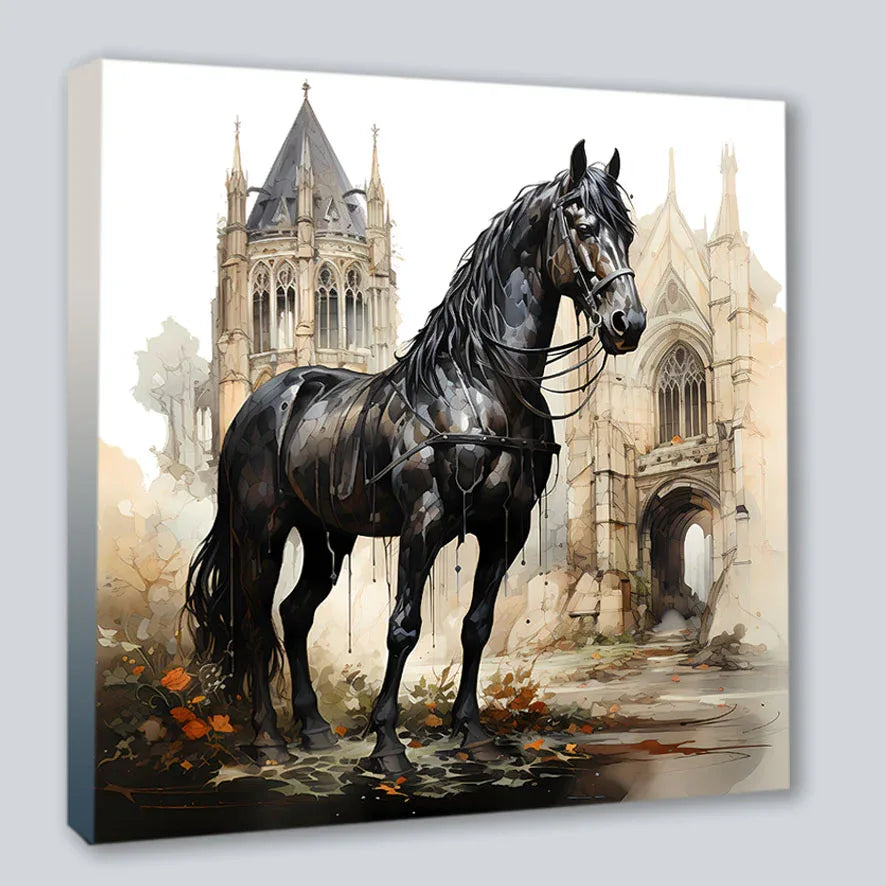 Wandbild Gothic Horse 9 Kunstdruck auf Leinwand | Wandbild Galerie