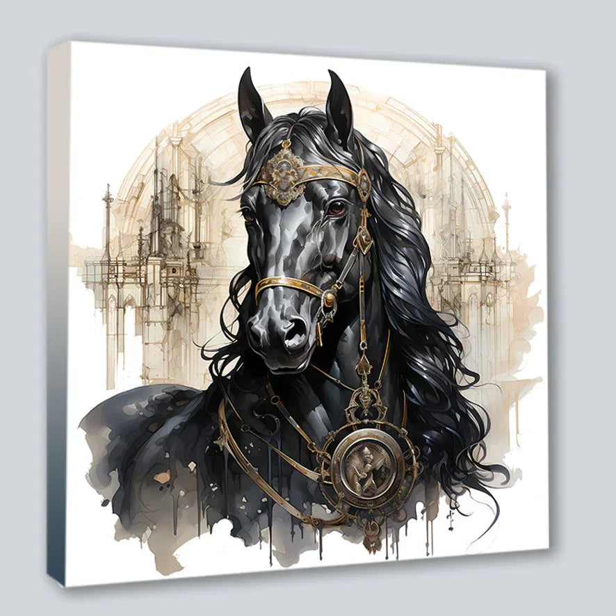 Wandbild Pferd 13 Steampunk Kunstdruck auf Leinwand | Wandbild Galerie