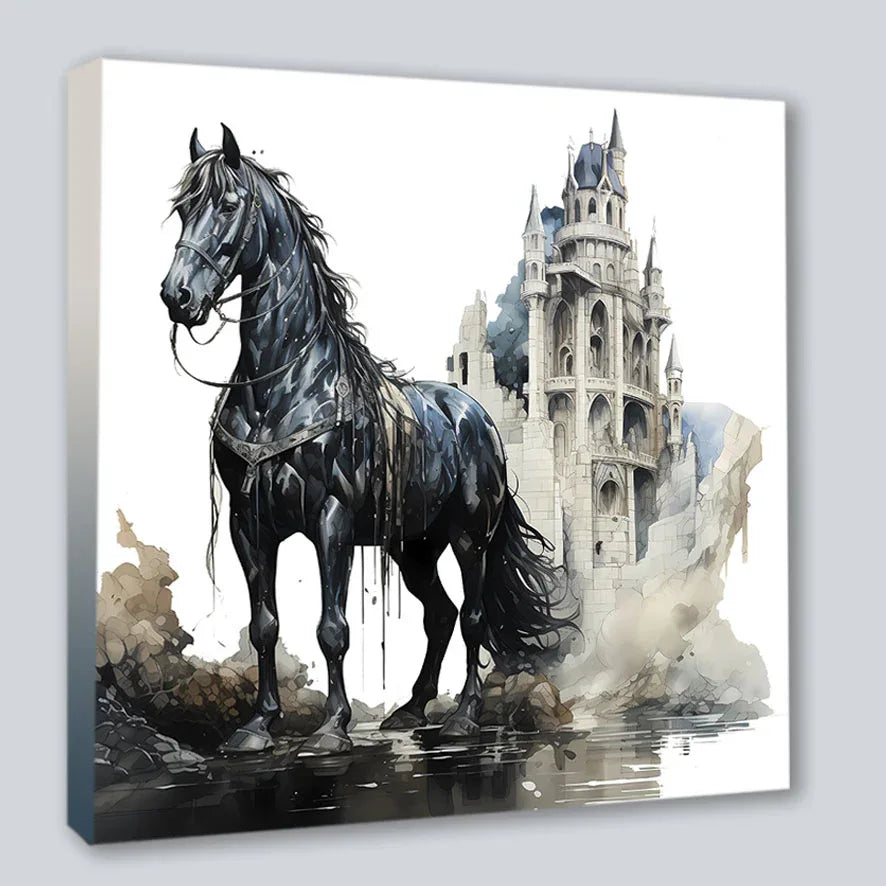 Wandbild Pferd 27 Steampunk Kunstdruck auf Leinwand | Wandbild Galerie