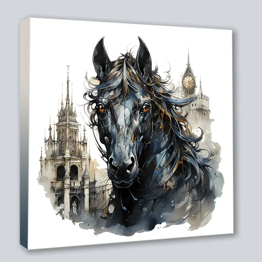Wandbild Pferd 28 Steampunk Kunstdruck auf Leinwand | Wandbild Galerie