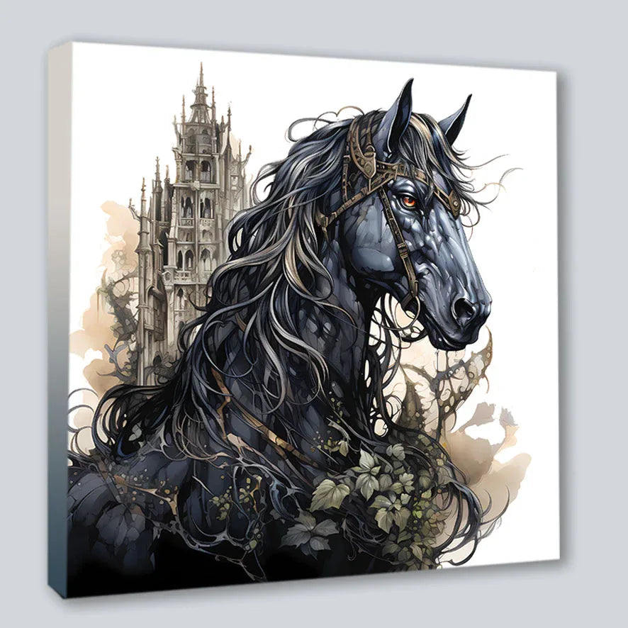 Wandbild Gothic Horse 31 Kunstdruck auf Leinwand | Wandbild Galerie