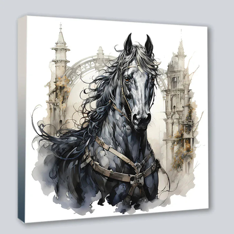 Wandbild Gothic Horse 32 Kunstdruck auf Leinwand | Wandbild Galerie