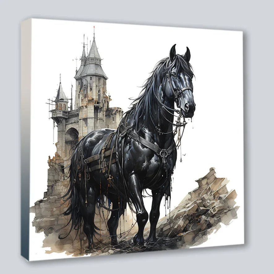 Wandbild Gothic Horse 33 Kunstdruck auf Leinwand | Wandbild Galerie