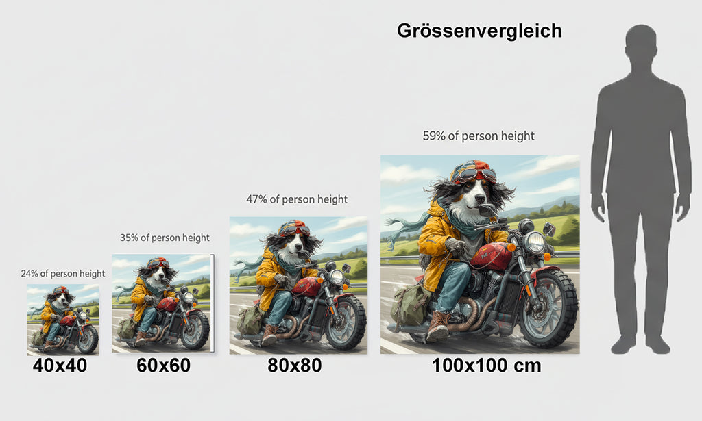 Wandbild Hunde auf Motorrad 6 Kunstdruck auf Leinwand