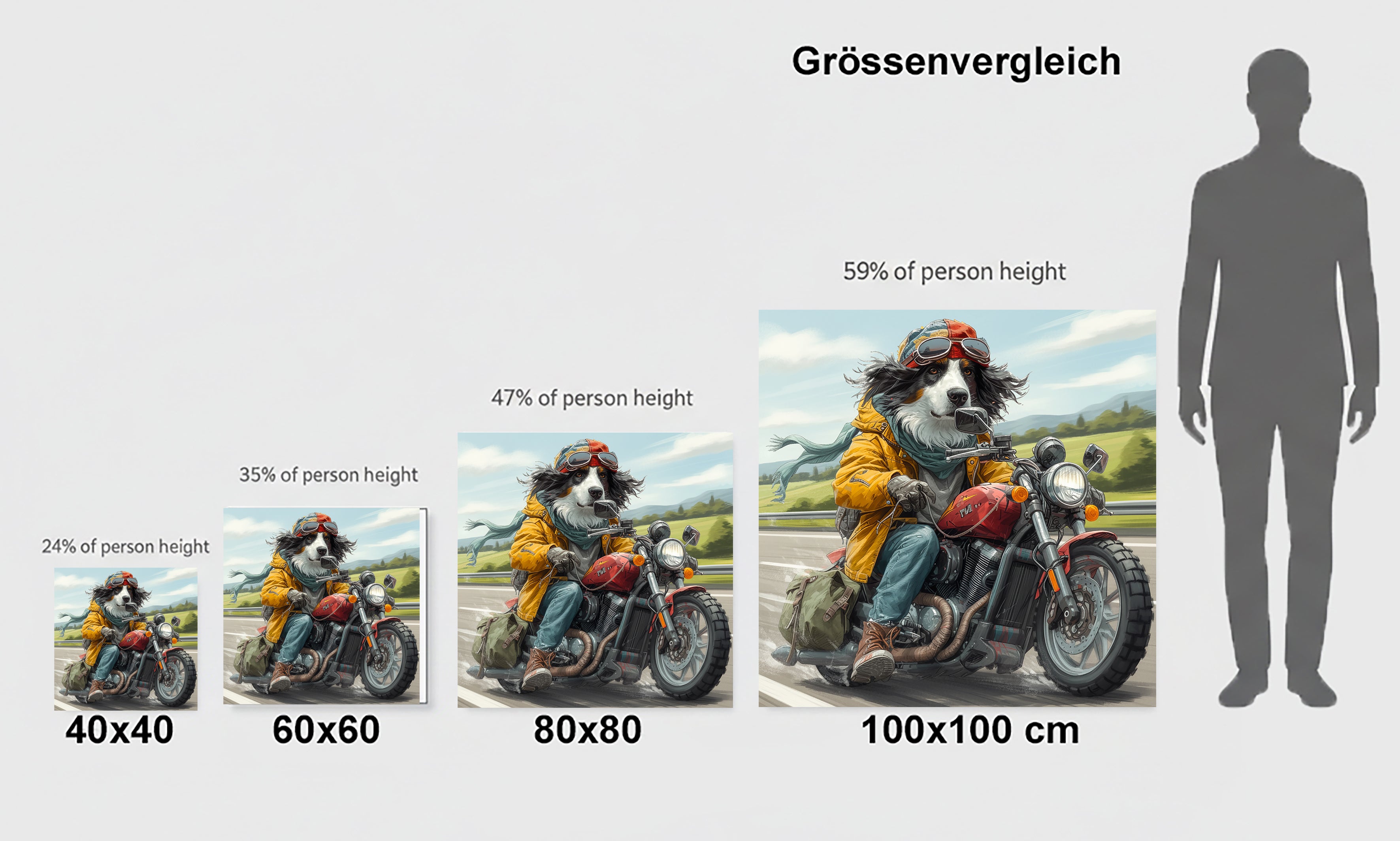 Wandbild Hunde auf Motorrad 6 Kunstdruck auf Leinwand
